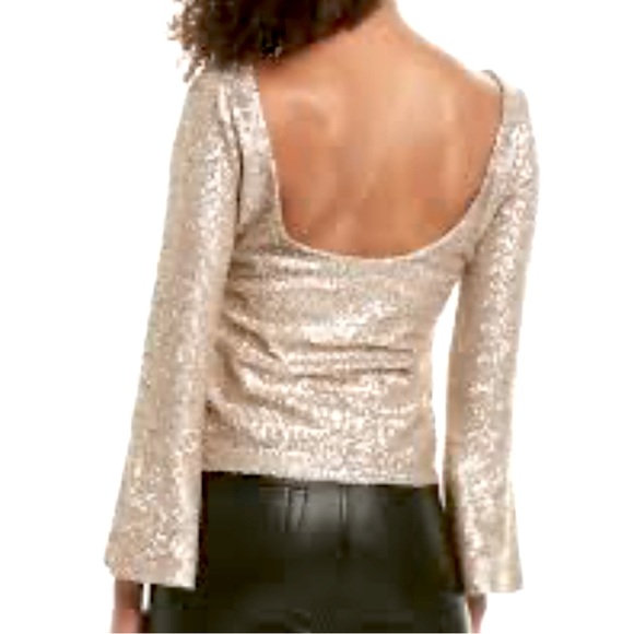 BB DAKOTA $88 Kira Kira Sequin Women’s Top Champagne Size M NWT - Picture 2 of 4
